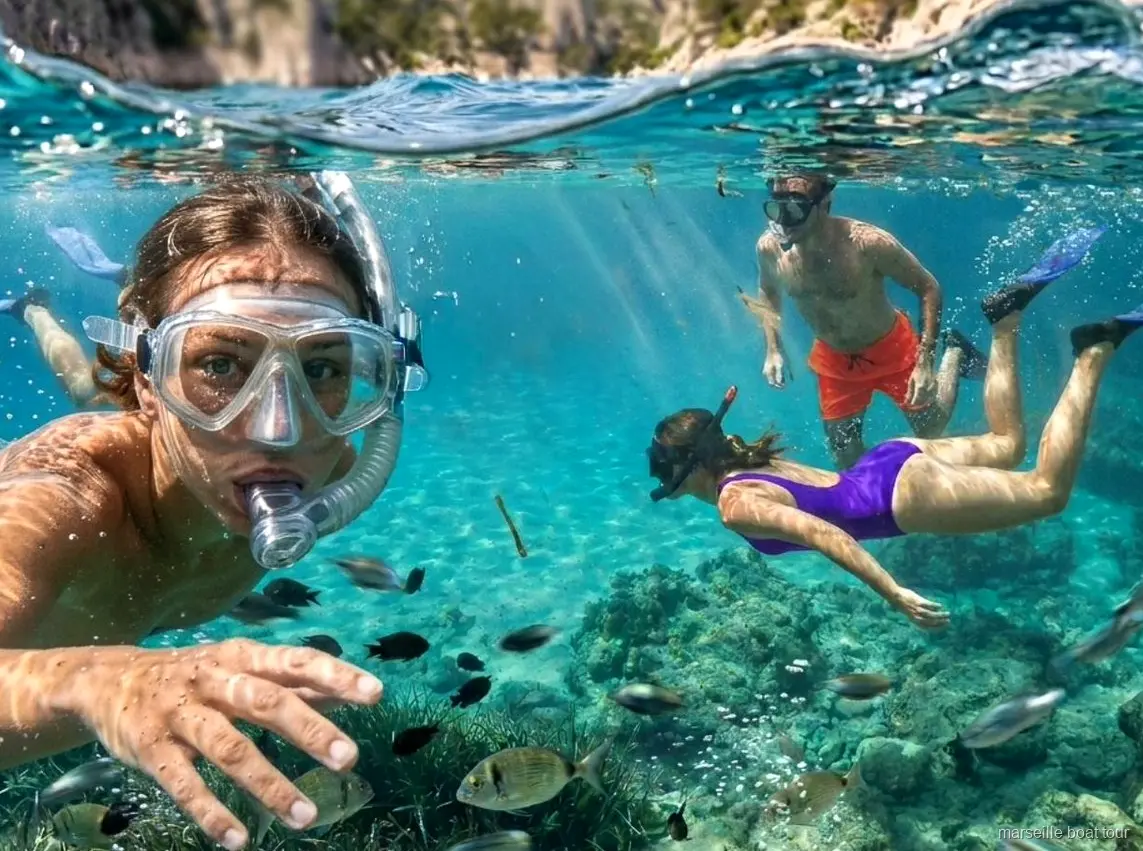 Snorkeling gear used on the Marseille Calanques boat tour