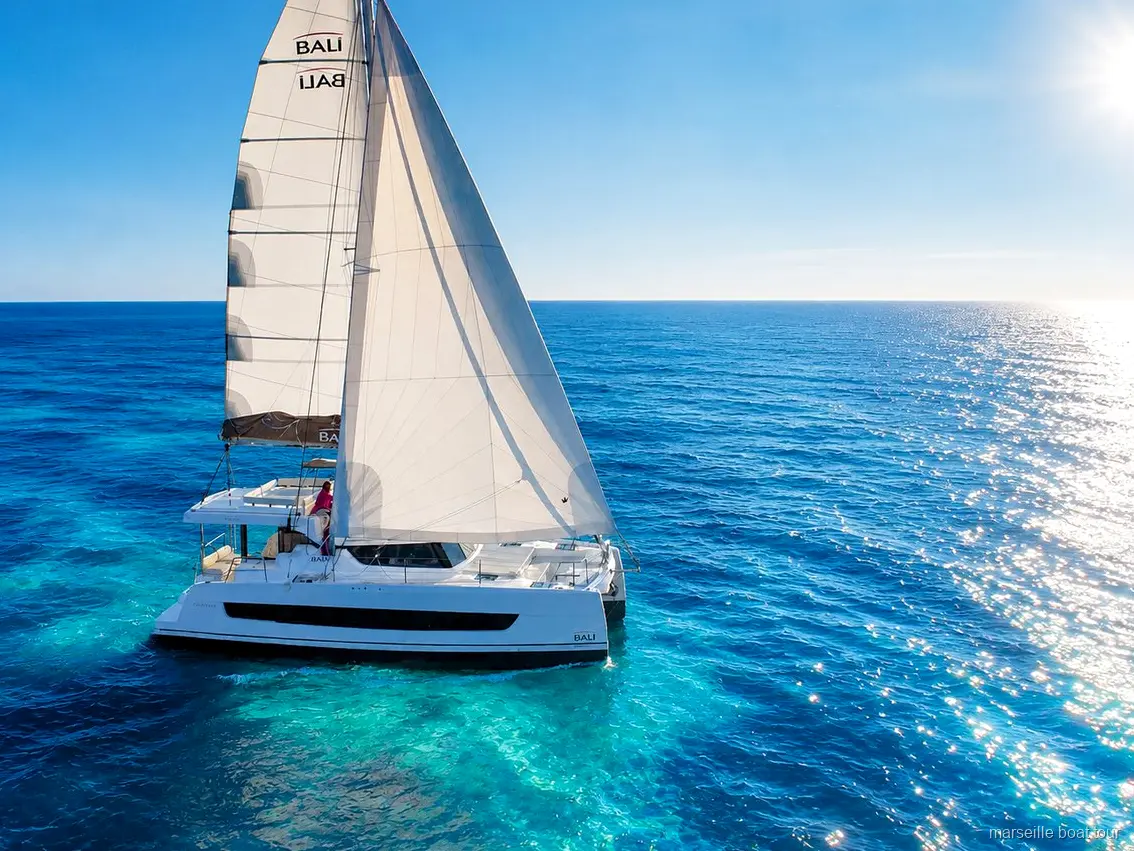 Passengers relaxing on deck during the Frioul Islands catamaran cruise